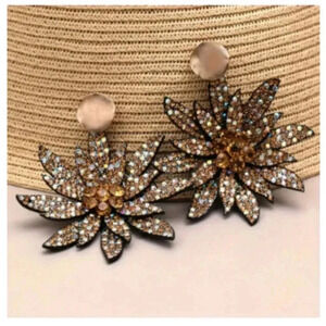Flower Rhinestone Statement earrings - Big & Bold! - NEW